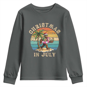 Funny Bigfoot Christmas In July Beach Vacation Youth Sweatshirt