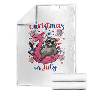 Funny Raccoon Christmas In July 4th of July Throw Blanket TS14 White Print Your Wear