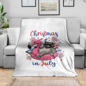 Funny Raccoon Christmas In July 4th of July Throw Blanket TS14 Print Your Wear