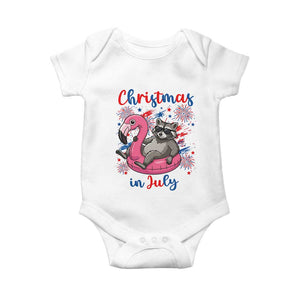 Funny Raccoon Christmas In July 4th of July Baby Onesie TS14 White Print Your Wear
