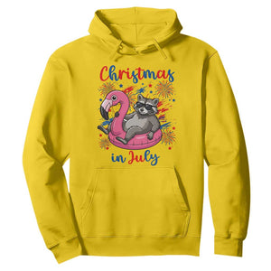 Funny Raccoon Christmas In July 4th of July Hoodie