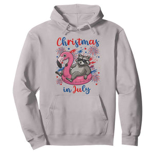 Funny Raccoon Christmas In July 4th of July Hoodie