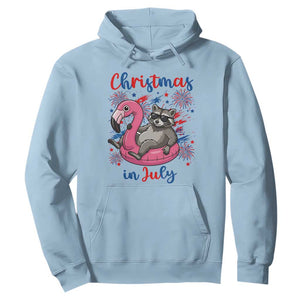 Funny Raccoon Christmas In July 4th of July Hoodie