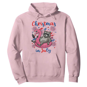 Funny Raccoon Christmas In July 4th of July Hoodie