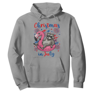 Funny Raccoon Christmas In July 4th of July Hoodie