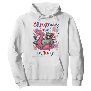 Funny Raccoon Christmas In July 4th of July Hoodie