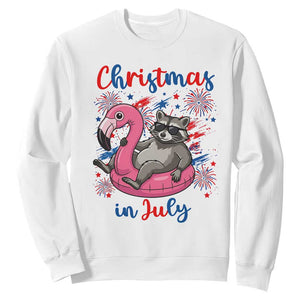 Funny Raccoon Christmas In July 4th of July Sweatshirt TS14 White Print Your Wear