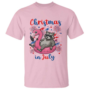 Funny Raccoon Christmas In July 4th of July T Shirt