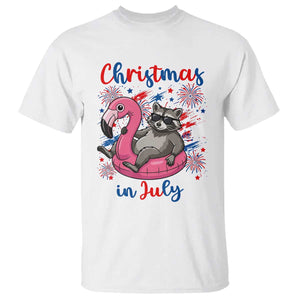 Funny Raccoon Christmas In July 4th of July T Shirt