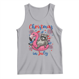 Funny Raccoon Christmas In July 4th of July Tank Top