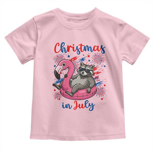 Funny Raccoon Christmas In July 4th of July Toddler T Shirt