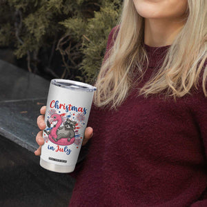 Funny Raccoon Christmas In July 4th of July Tumbler Cup