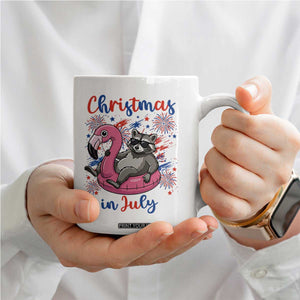 Funny Raccoon Christmas In July 4th of July Coffee Mug