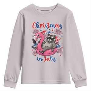 Funny Raccoon Christmas In July 4th of July Youth Sweatshirt