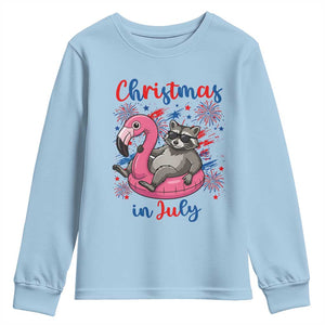 Funny Raccoon Christmas In July 4th of July Youth Sweatshirt