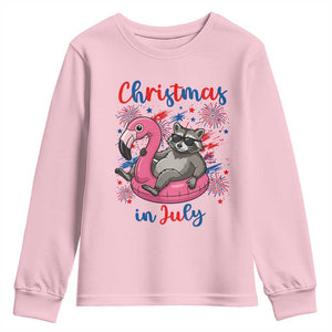 Funny Raccoon Christmas In July 4th of July Youth Sweatshirt