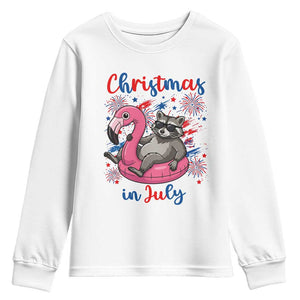 Funny Raccoon Christmas In July 4th of July Youth Sweatshirt