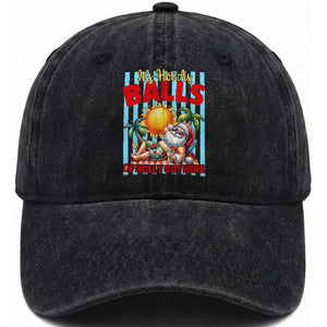 Hawaiian Christmas In July Washed Cotton Baseball Cap It's Hot as Balls of Holly Out Here