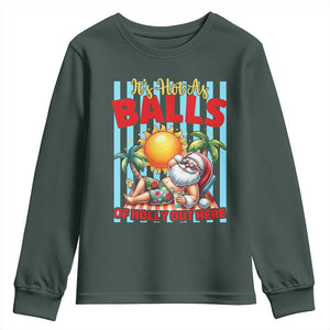 Hawaiian Christmas In July Youth Sweatshirt It's Hot as Balls of Holly Out Here