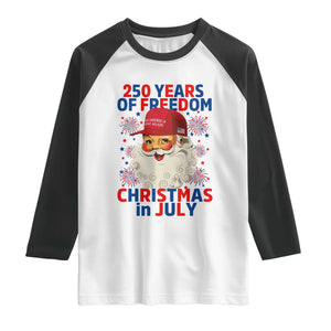 250 Years Of Freedom Raglan Shirt Funny Santa Christmas in July