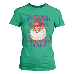 250 Years Of Freedom T Shirt For Women Funny Santa Christmas in July