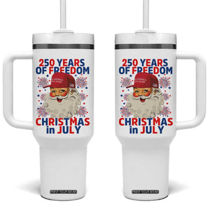 250 Years Of Freedom Tumbler With Handle Funny Santa Christmas in July