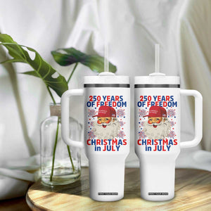 250 Years Of Freedom Tumbler With Handle Funny Santa Christmas in July