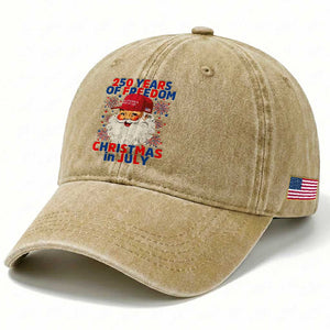 250 Years Of Freedom Washed Cotton Baseball Cap Funny Santa Christmas in July
