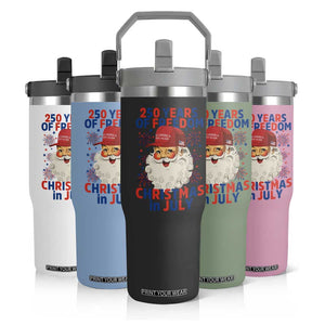 250 Years Of Freedom Flip Straw Tumbler Funny Santa Christmas in July