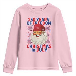 250 Years Of Freedom Youth Sweatshirt Funny Santa Christmas in July
