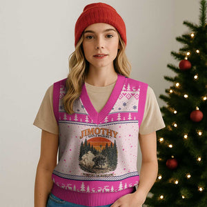 Jimothy Raccoon Seattle Meme V-Neck Knit Sweater Vest Viral Trash Panda Do Not Pet The Round King