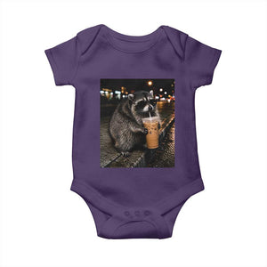 Jimothy Raccoon Seattle Drinking Iced Coffee Meme Baby Onesie Viral Trash Panda Seattle Animal Meme