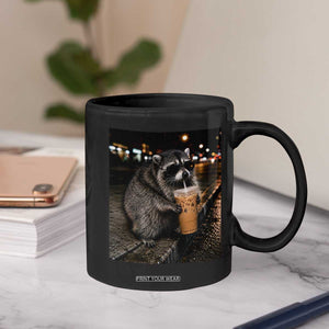 Jimothy Raccoon Seattle Drinking Iced Coffee Meme Coffee Mug Viral Trash Panda Seattle Animal Meme