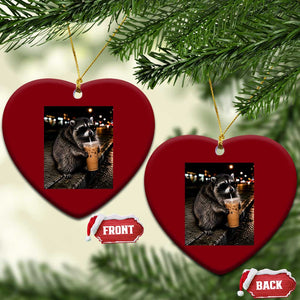 Jimothy Raccoon Seattle Drinking Iced Coffee Meme Ceramic Ornament Viral Trash Panda Seattle Animal Meme