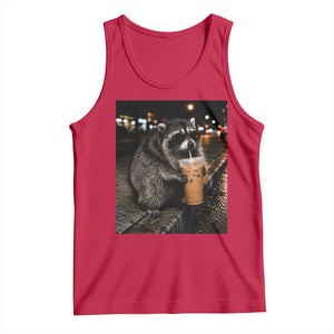 Jimothy Raccoon Seattle Drinking Iced Coffee Meme Tank Top Viral Trash Panda Seattle Animal Meme