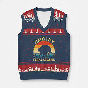 Jimothy Raccoon Seattle V-Neck Knit Sweater Vest Funny Seattle Feral Legend Animal Meme