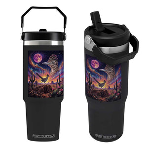 Arizona Roadrunner Vintage Desert Moon Retro Cactus Flip Straw Tumbler 90s Southwest Wildlife Bird Animal Lover