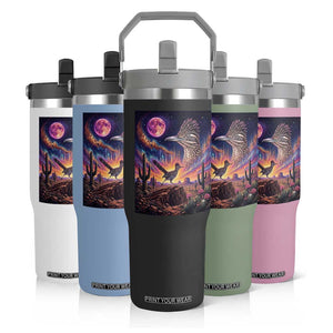 Arizona Roadrunner Vintage Desert Moon Retro Cactus Flip Straw Tumbler 90s Southwest Wildlife Bird Animal Lover