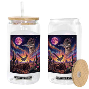 Arizona Roadrunner Vintage Desert Moon Retro Cactus Glass Can 90s Southwest Wildlife Bird Animal Lover