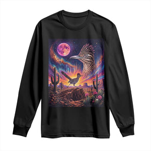Arizona Roadrunner Vintage Desert Moon Retro Cactus Long Sleeve Shirt 90s Southwest Wildlife Bird Animal Lover