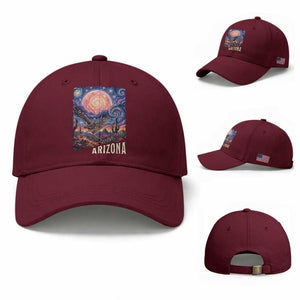 Arizona Roadrunner Vintage Desert Moon Retro Cactus Baseball Cap Southwest Wildlife Bird Starry Night Style