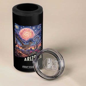 Arizona Roadrunner Vintage Desert Moon Retro Cactus 4 in 1 Can Cooler Tumbler Southwest Wildlife Bird Starry Night Style