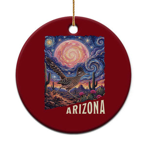 Arizona Roadrunner Vintage Desert Moon Retro Cactus Ceramic Ornament Southwest Wildlife Bird Starry Night Style