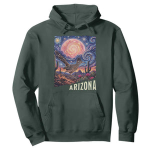 Arizona Roadrunner Vintage Desert Moon Retro Cactus Hoodie Southwest Wildlife Bird Starry Night Style
