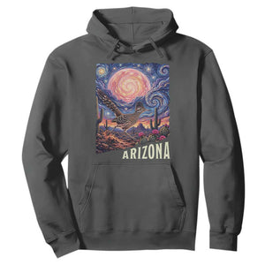 Arizona Roadrunner Vintage Desert Moon Retro Cactus Hoodie Southwest Wildlife Bird Starry Night Style