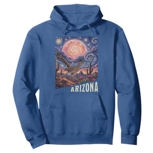 Arizona Roadrunner Vintage Desert Moon Retro Cactus Hoodie Southwest Wildlife Bird Starry Night Style