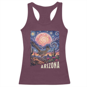 Arizona Roadrunner Vintage Desert Moon Retro Cactus Racerback Tank Top Southwest Wildlife Bird Starry Night Style
