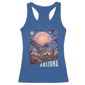 Arizona Roadrunner Vintage Desert Moon Retro Cactus Racerback Tank Top Southwest Wildlife Bird Starry Night Style
