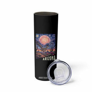 Arizona Roadrunner Vintage Desert Moon Retro Cactus Skinny Tumbler Southwest Wildlife Bird Starry Night Style