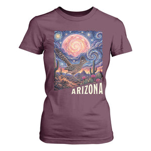 Arizona Roadrunner Vintage Desert Moon Retro Cactus T Shirt For Women Southwest Wildlife Bird Starry Night Style